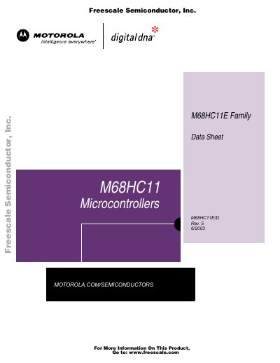Freescale M68HC11E Microcontroller Datasheet - cover page