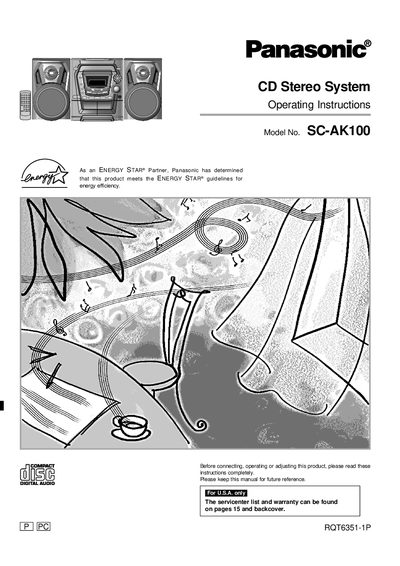 Panasonic SC-AK100 CD Stereo System Operating Instructions - cover page
