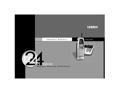 Uniden TRU3465 Cordless Telephone Owner's Manual - cover page