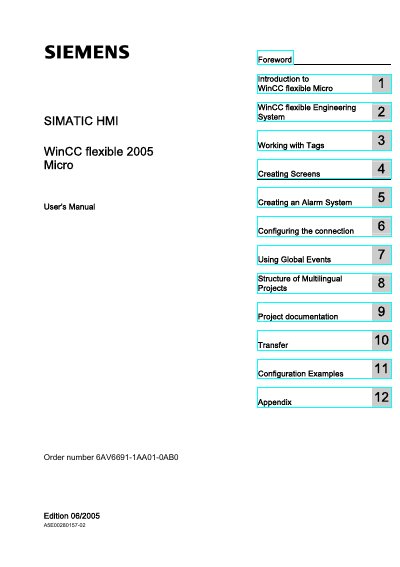 Siemens WinCC flexible 2005 Micro HMI User Manual - cover page