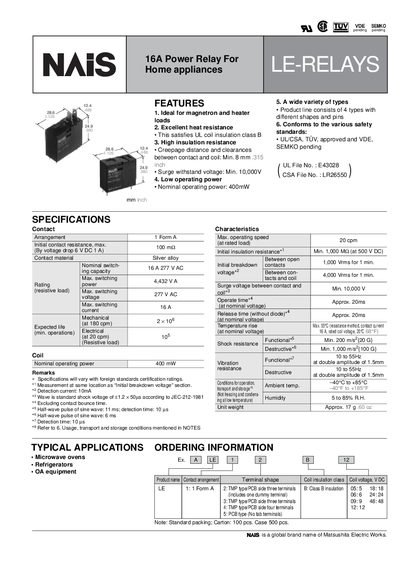 NAIS LE Relay Product Leaflet - cover page