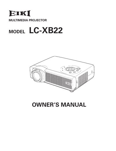 EIKI LC-XB22 Multimedia Projector Owner's Manual - cover page