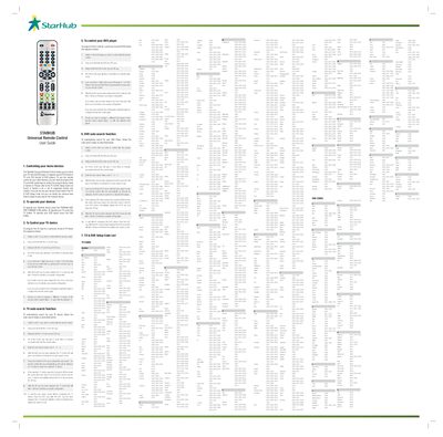 StarHub Universal Remote Control User Guide - cover page