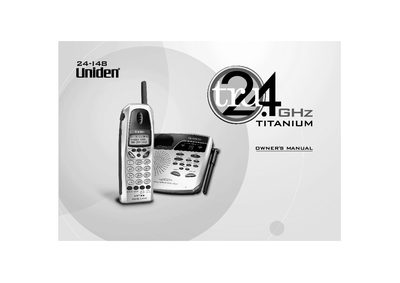 Uniden 24-148 Cordless Telephone Owner's Manual - cover page