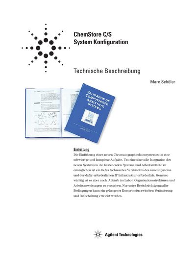 Agilent ChemStore C/S System Configuration Technical Description - cover page