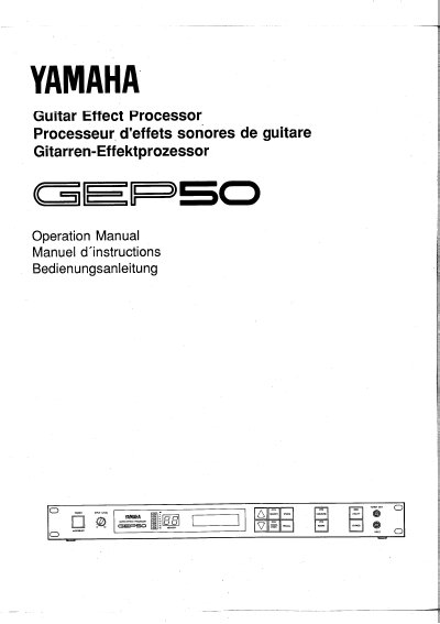 Yamaha GEP50 Guitar Effect Processor Operation Manual - cover page