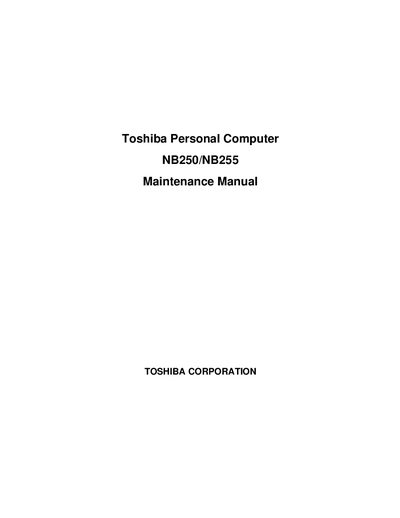 Toshiba NB250/NB255 Service Manual - cover page