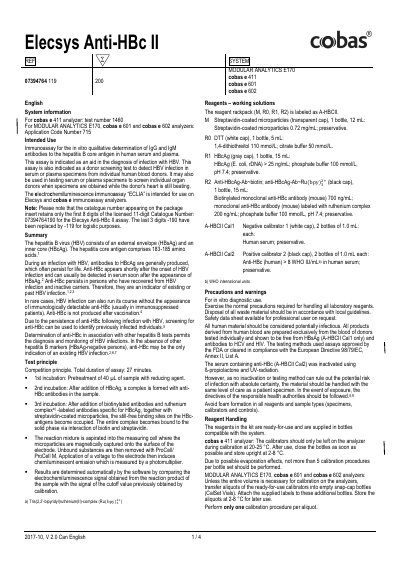 Roche Elecsys Anti-HBc II User Manual - cover page
