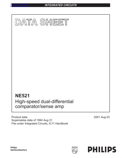 Philips NE521 High-speed Dual-Differential Comparator/Sense Amp Datasheet