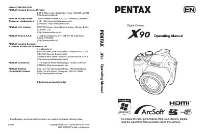 Pentax X90 Digital Camera Operating Manual - cover page