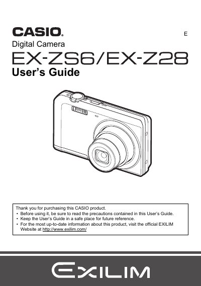 Casio EX-ZS6/EX-Z28 Digital Camera User's Guide