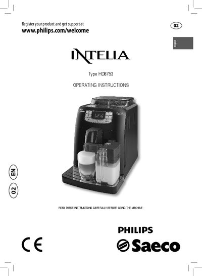 Philips HD8753 Intellia Coffee Machine User Manual - cover page