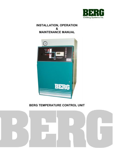 Berg B T C‑112100‑C Temperature Control Unit Service Manual - cover page