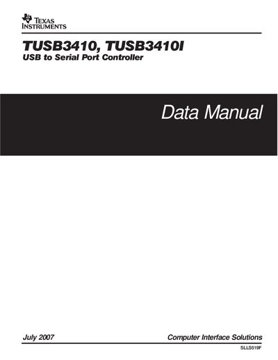 TEXAS INSTRUMENTS TUSB3410 TUSB34101 DATA MANUAL - cover page