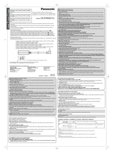 Panasonic CA-PANSC1U Interface Adapter for Sirius Satellite Radio User Manual