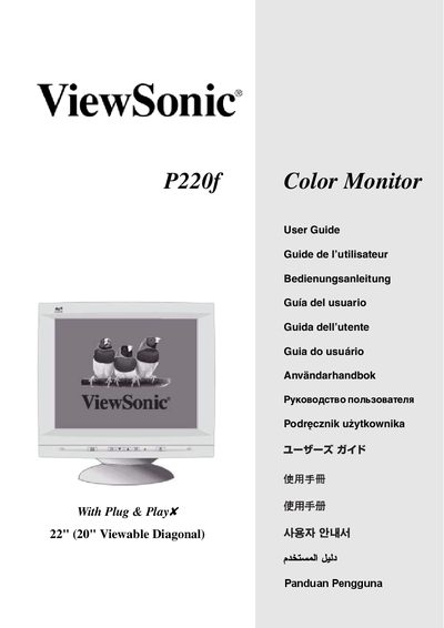 ViewSonic P220f Color Monitor User Manual - cover page