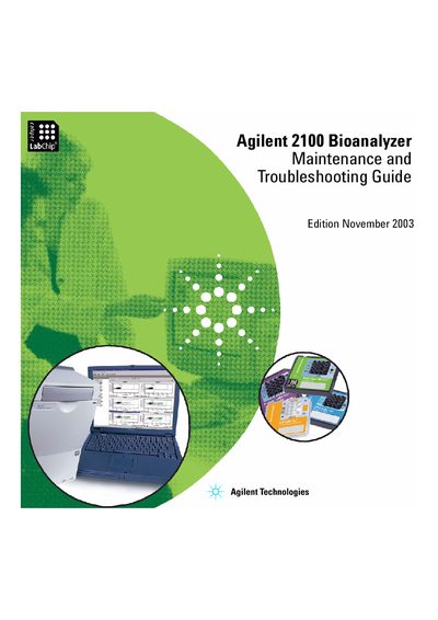 Agilent 2100 Bioanalyzer Maintenance Troubleshooting Guide - cover page