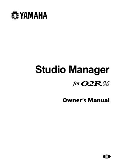 Yamaha Studio Manager for 02R96 Owner's Manual - cover page