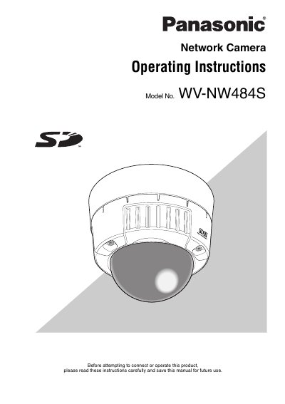Panasonic WV-NW484S Network Camera Operating Instructions - cover page