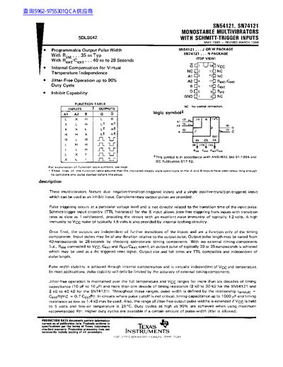 Texas Instruments SN54121 and SN74121 Packaging Information - cover page