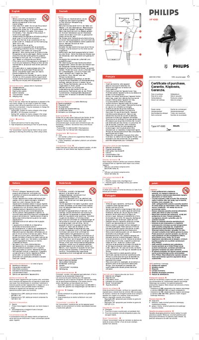 Philips HP 4383 User Manual - cover page