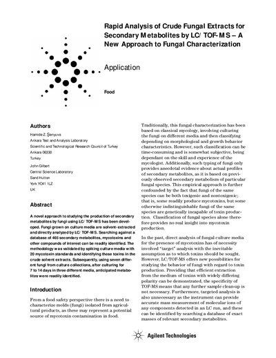 Agilent LC/TOF-MS Rapid Analysis of Crude Fungal Extracts Application Note - cover page
