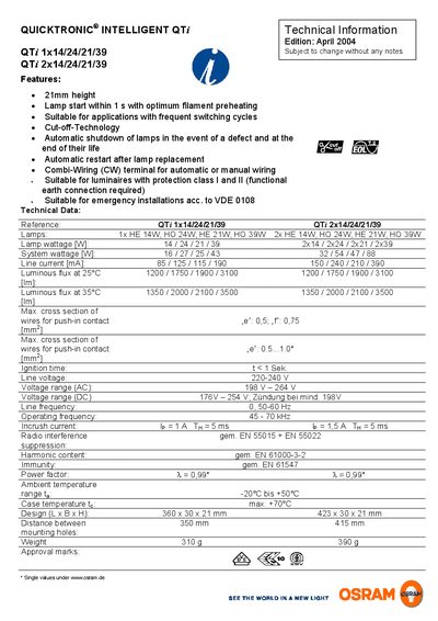 Osram QTi Technical Information Handbook - cover page