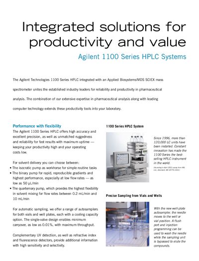 Agilent 1100 Series HPLC Integrated Solutions Brochure - cover page