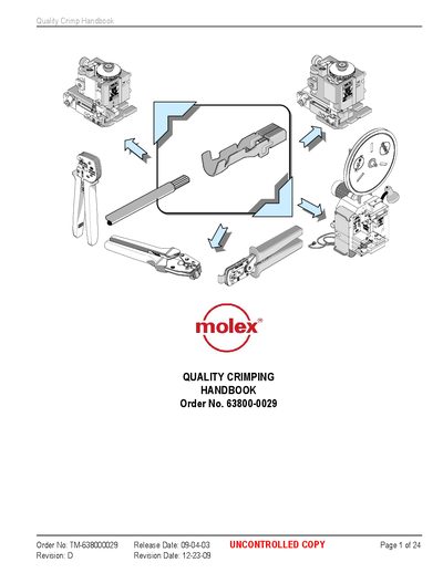 MOLEX QUALITY CRIMPING HANDBOOK Order No. 63800-0029  - cover page