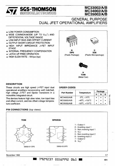 STMicroelectronics MC33002/A/B MC34002/A/B MC35002/A/B Datasheet - cover page