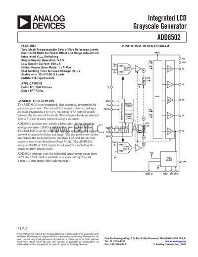 Analog Devices ADD8502 Datasheet - cover page