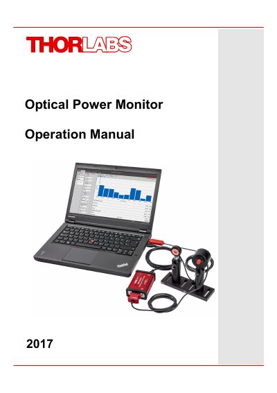 Thorlabs OPM-GUI Optical Power Monitor Operation Manual - cover page