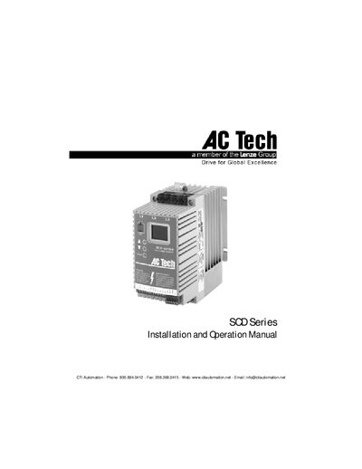 AC Technology SCD Series Variable Frequency Drive Installation and Operation Manual