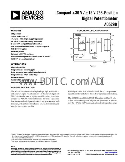Analog Devices AD5290 Handbook - cover page
