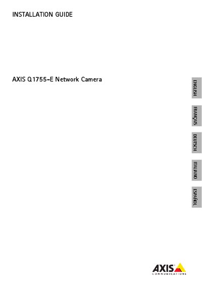 Axis Q1755-E Network Camera Installation Guide - cover page