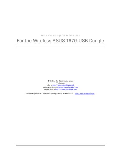 ASUS 167G USB Dongle Quick Start Guide