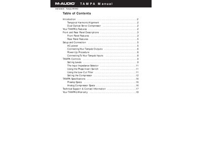 M-Audio Tampa Microphone Preamp User Manual - cover page