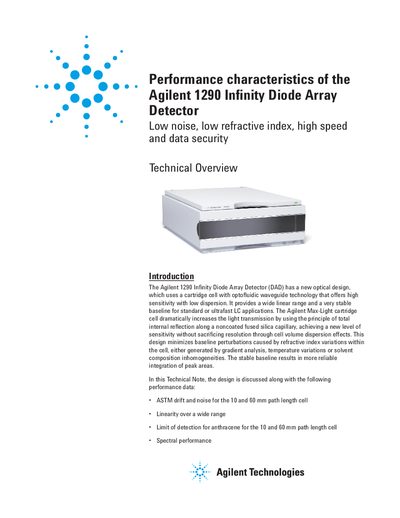 Agilent 1290 Infinity Diode Array Detector Technical Overview - cover page