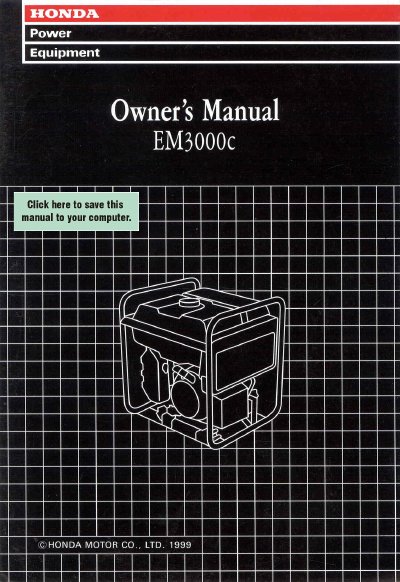 Honda EM3000c Generator Owner's Manual - cover page