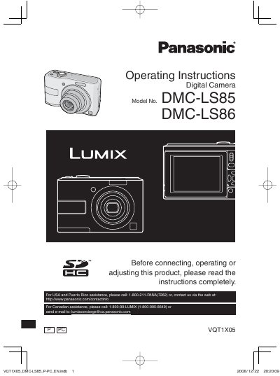 Panasonic DMC-LS85 DMC-LS86 user manual(1) - cover page