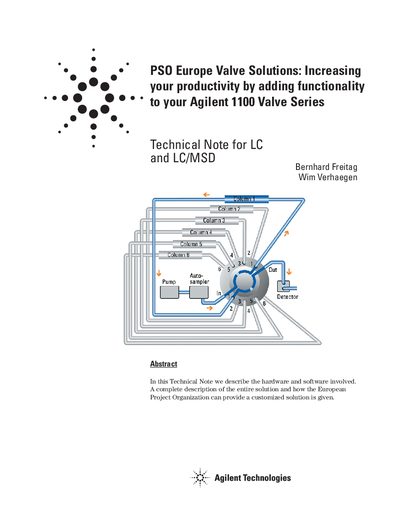 Agilent Technologies PSO Europe Valve Solutions Technical Note - cover page