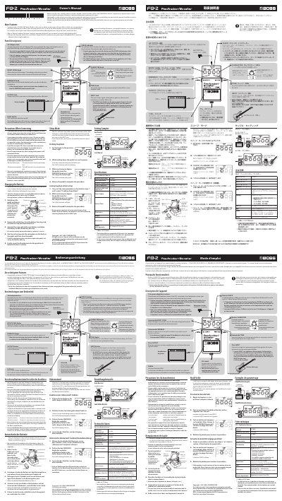 BOSS FB-2 Feedbacker/Booster Owner's Manual - cover page