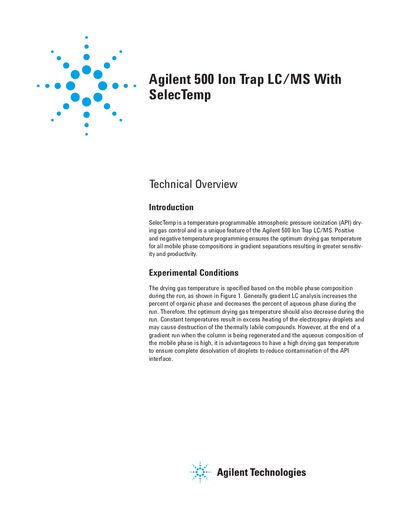 Agilent 500 Ion Trap LC/MS SelecTemp Technical Overview - cover page