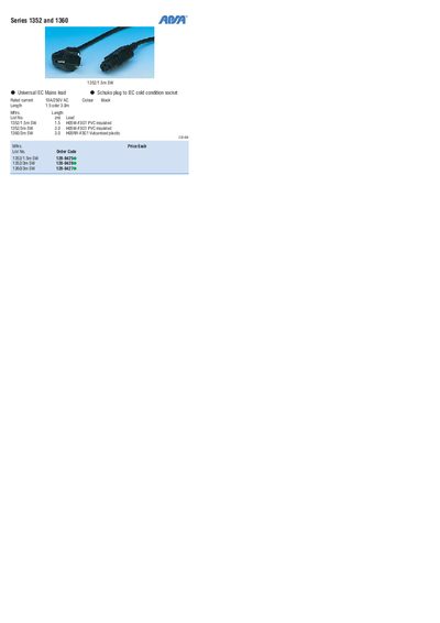 APSA 1352/1360 Cable Product Leaflet - cover page