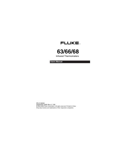Fluke 63/66/68 Infrared Thermometer User Manual - cover page