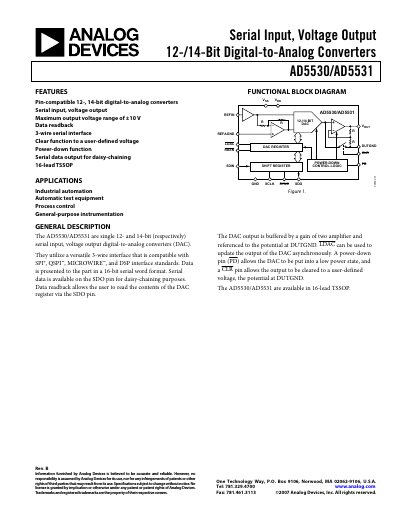Analog Devices AD5530/AD5531 Datasheet - cover page