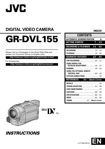 JVC GR-DVL155 Digital Video Camera User Manual - cover page