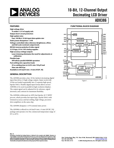 Analog Devices AD8386 LCD Driver Datasheet