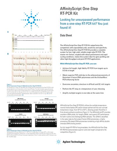 Agilent AffinityScript One-Step RT-PCR Kit Data Sheet - cover page
