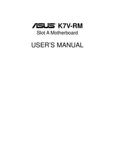 ASUS K7V-RM User Manual - cover page